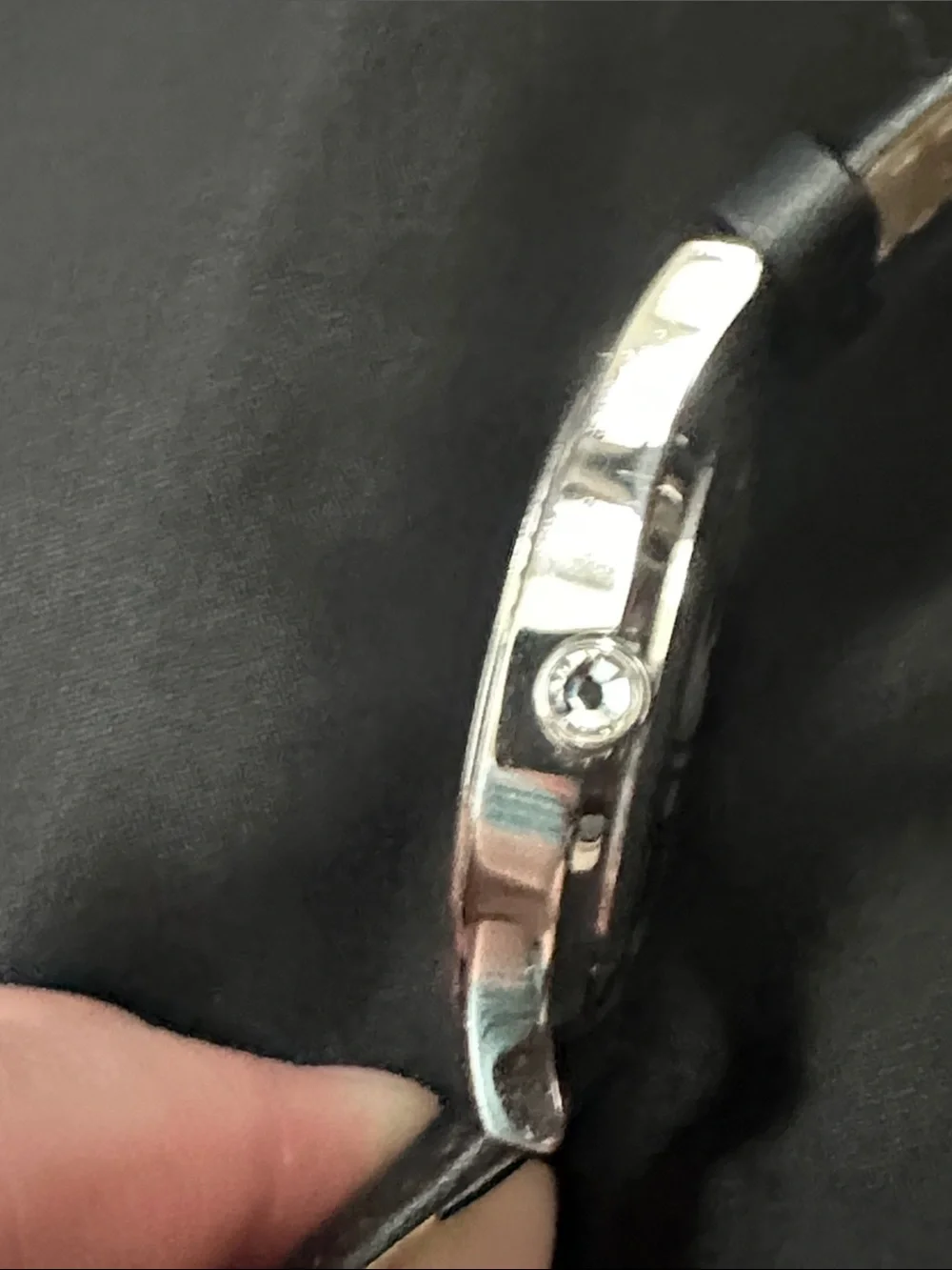 D&G Black Leather Strap Watch with Brushed Steel Back
